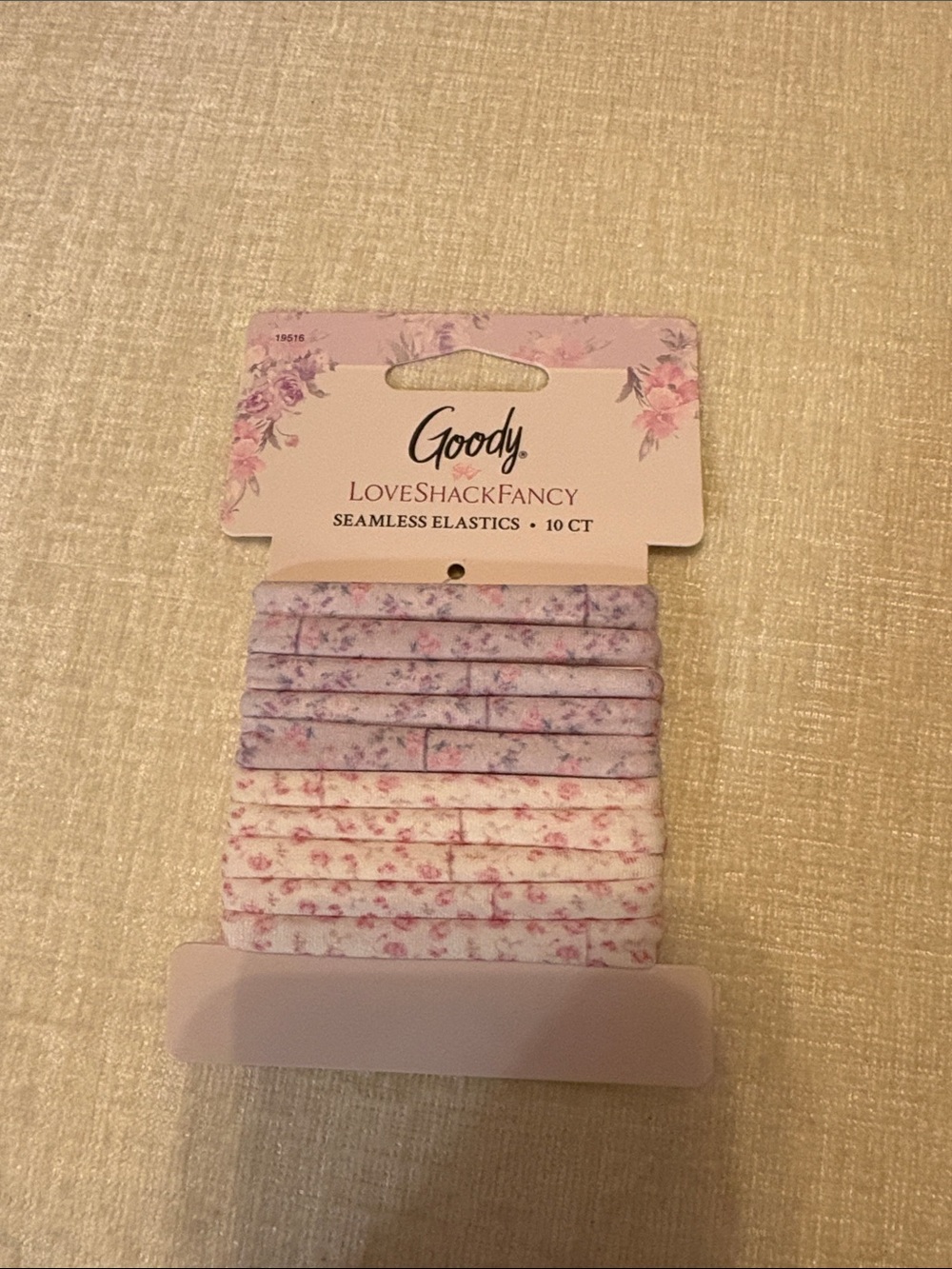 LoveShackFancy Goody Floral Seamless Hair Elastics - Lavender and Pink